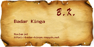 Badar Kinga névjegykártya